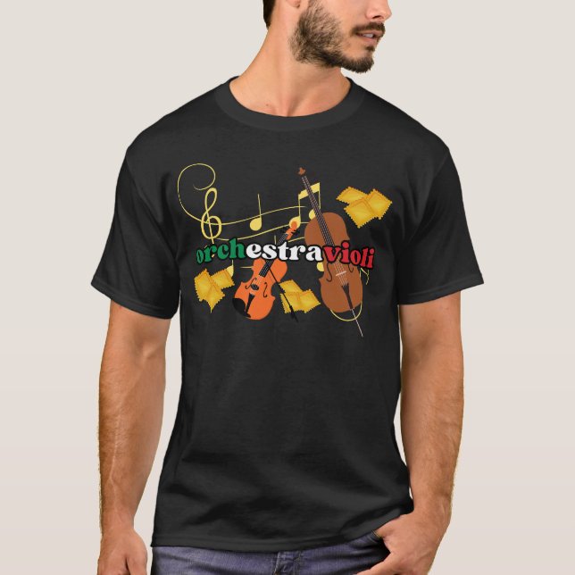 Ravioli Pasta ORCHESTRAVIOLI Italiensk Färg Music T Shirt (Framsida)
