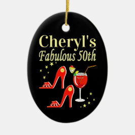 RAVISHING RED 50:E BIRTHDAY DIVA DESIGN JULGRANSPRYDNAD KERAMIK