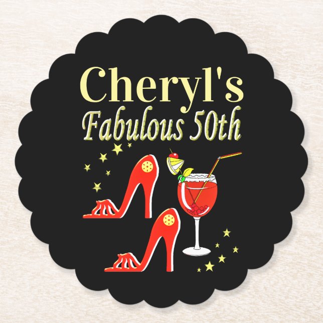 RAVISHING RED 50:E BIRTHDAY DIVA DESIGN UNDERLÄGG PAPPER (Framsida)