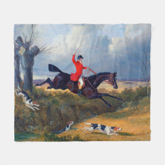 Rävjakt Rensar en dike 1839 Hund Fleecefilt