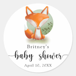 Rävlunge - baby shower runt klistermärke