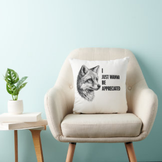 Rävpennillustration Jag vill bara bli uppskattad Kudde