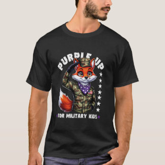 Rävrännarens lila militärbarn månad för militären t shirt