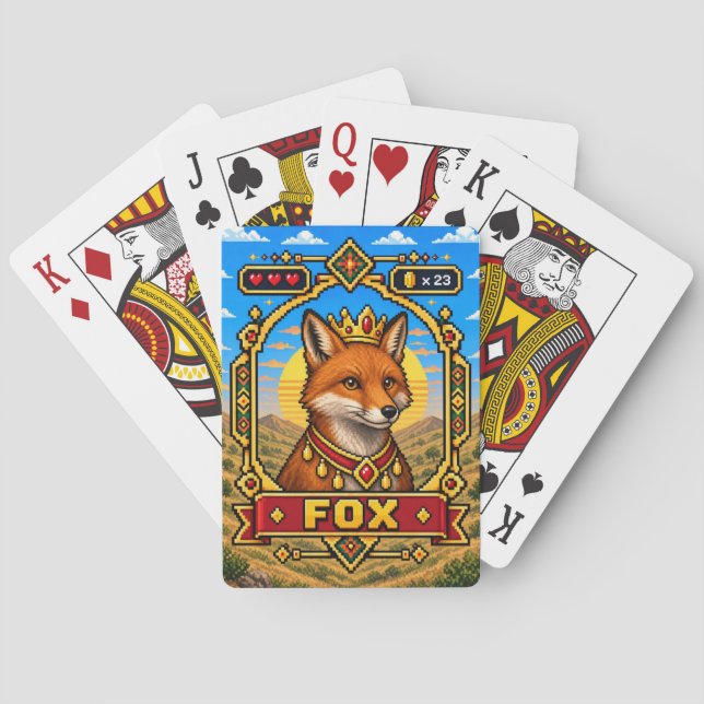 Rävrö 8-bitars pixelkonst casinokort (Baksidan)