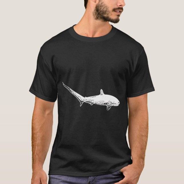 Rävshark Tjockt Vitt Tryck T Shirt (Framsida)