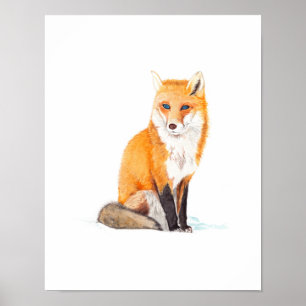 Rävvattenfärgaffisch Poster