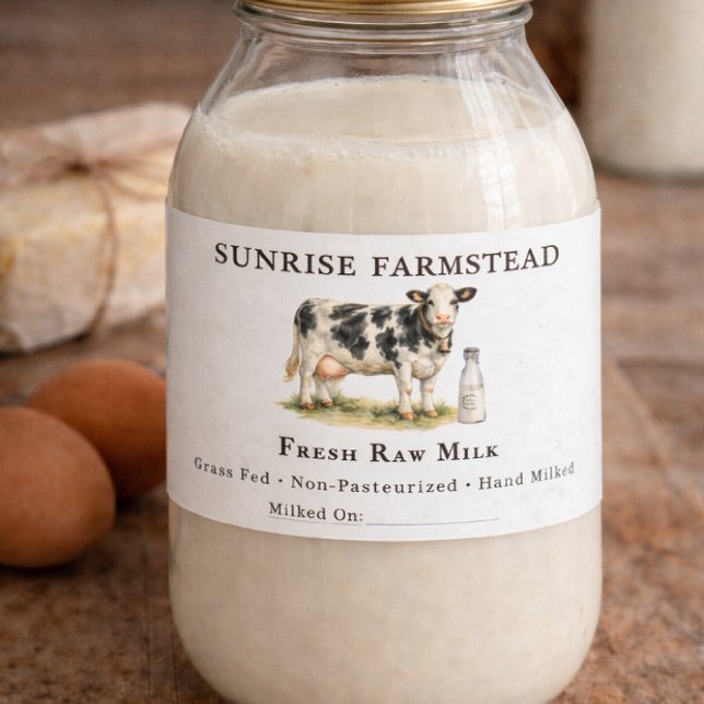 Raw Milk Cow | Farmstead Dairy Custom Label Fraktsedel (Skapare uppladdad)