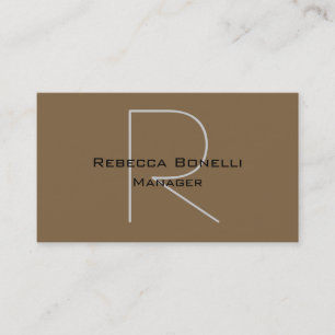 Raw Umber Brown Grått Monogram Affärskort Visitkort
