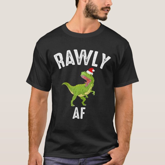 Rawly AF Funny jul Dinosaur Costume Pajama G T Shirt (Framsida)