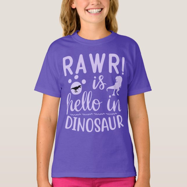 Rawr! Är Hej i Dinosaur T-Shirt (Framsida)