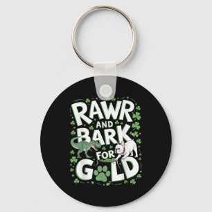 Rawr Bark T-rex Bulldog St. Patricks Day American Nyckelring
