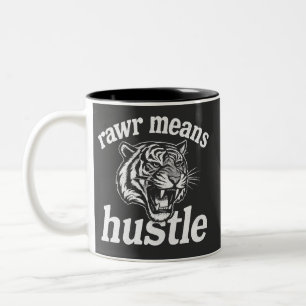 Rawr Betyder Att Anstränga Sig Roligt Tiger Motiva Två-Tonad Mugg