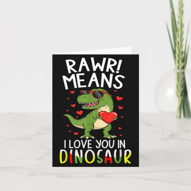 Rawr Betyder Jag älskar Dig På Dinosaurie Alla Hjä Kort (Framsida)