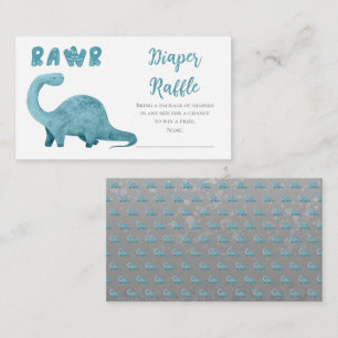 Rawr Blue Dinosaur Boy Shower Raffle Tilläggskort