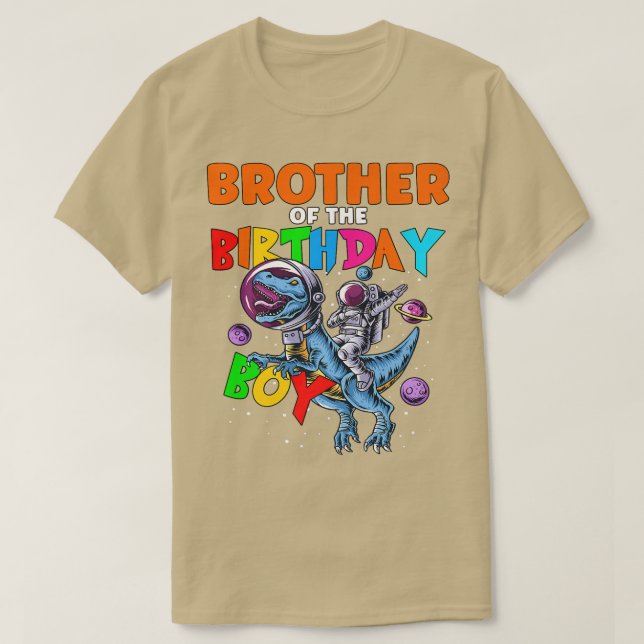 Rawr Brother of the Birthday Boy Astronaut Riding T Shirt (Design framsida)