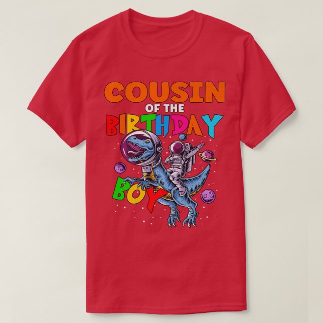 Rawr Cousin of the Birthday Boy Astronaut Riding D T Shirt (Design framsida)