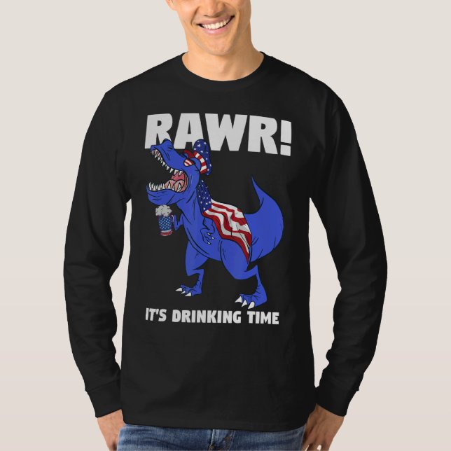 Rawr Det är drickstid Rex Dinosaur T Shirt (Framsida)