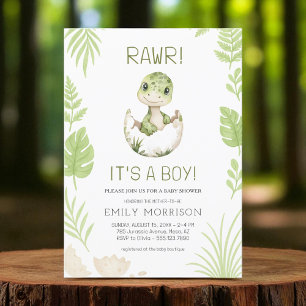 Rawr Det är en Boy Cute Dinosaur Pojke Shower Inbjudningar