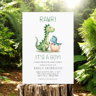 Rawr Det är en Boy Dinosaur Pojke Shower Inbjudningar