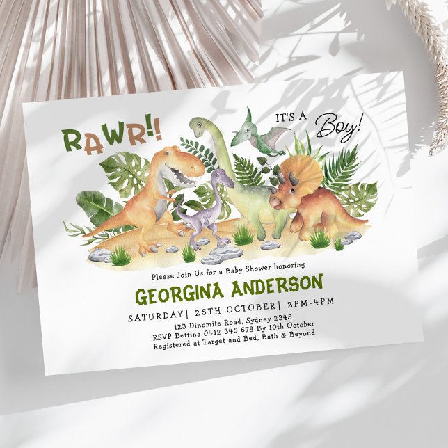 Rawr, det är en pojke! Dinosaur Baby Shower Inbjudningar (Skapare uppladdad)