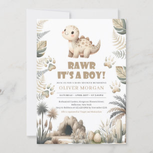 Rawr, det är en söt Dinosaur earthy Baby Shower Inbjudningar