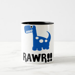 Rawr Dino blått Två-Tonad Mugg