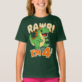 Rawr Dinosaur 4-års födelsedags T-shirt Söt Dino I