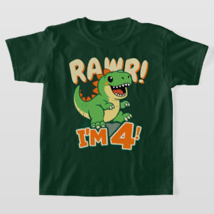 Rawr Dinosaur 4-års födelsedags T-shirt Söt Dino I