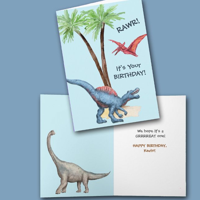 RAWR! Dinosaur Barns födelsedag Card Helgkort (Skapare uppladdad)