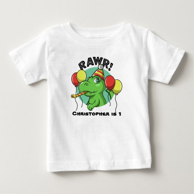 Rawr Dinosaur Birthday T Shirt (Framsida)
