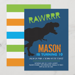 Rawr Dinosaur Boy Födelsedagsfest inbjudan