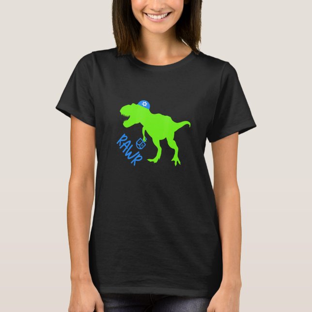 Rawr Dinosaur Dreidel Jewish Hanukkah Jew Family G T Shirt (Framsida)