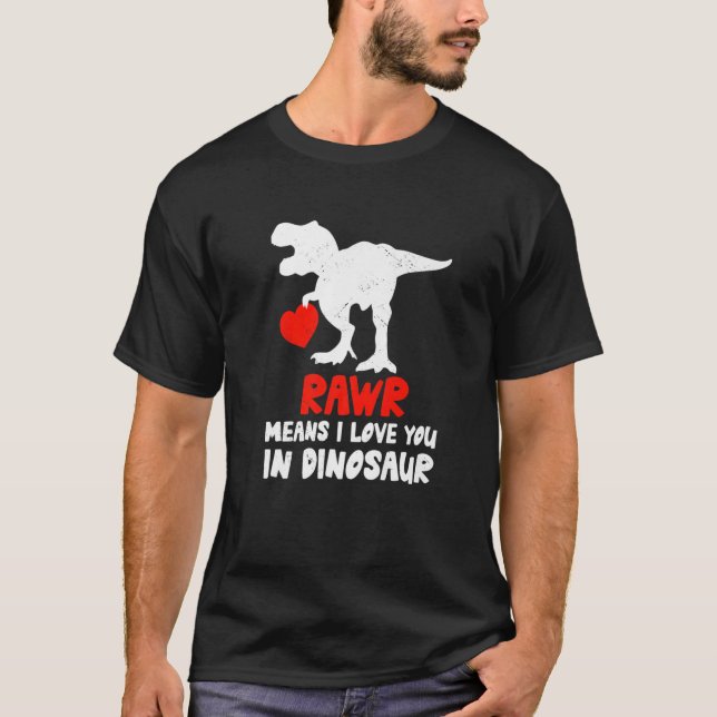 RAWR Dinosaur som bär en hjärthjärthjärtkinkuliss T Shirt (Framsida)