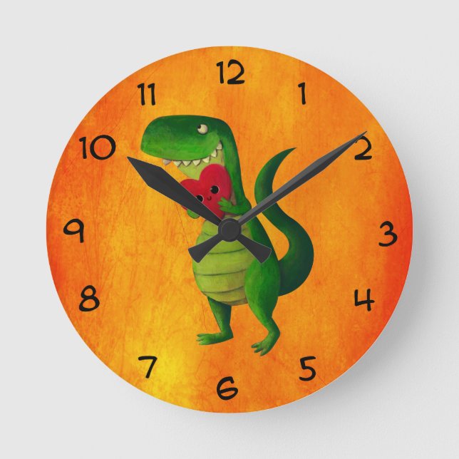 RAWR-Dinosaurkärlek Rund Klocka (Framsida)