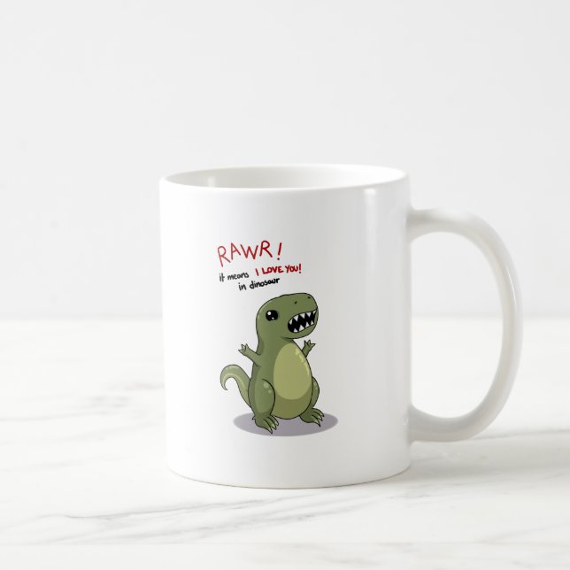 Rawr elak älskar jag dig i Dinosaur Kaffemugg (Höger)
