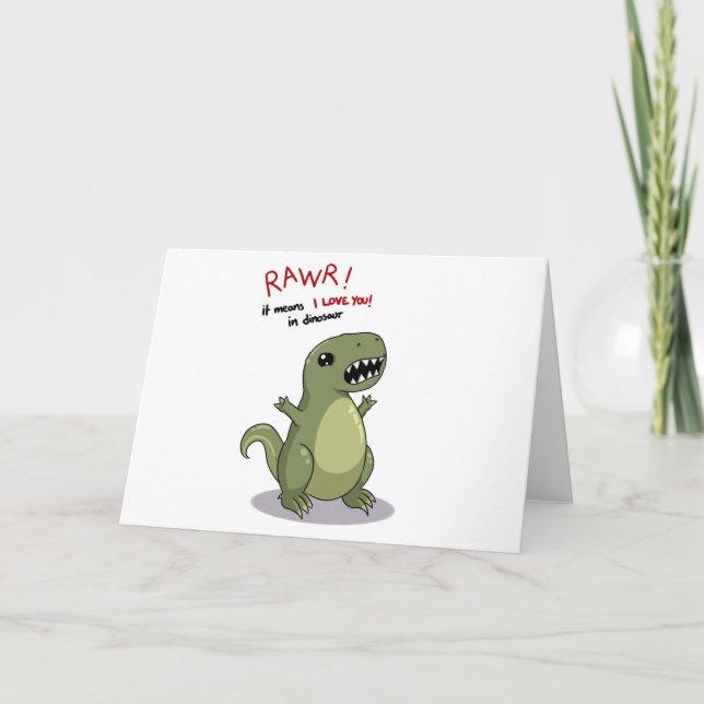 Rawr elak älskar jag dig i Dinosaur Kort (Framsida)