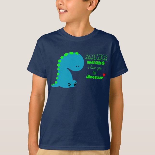 Rawr elak älskar jag dig i DINOSAURskjorta Tee (Framsida)