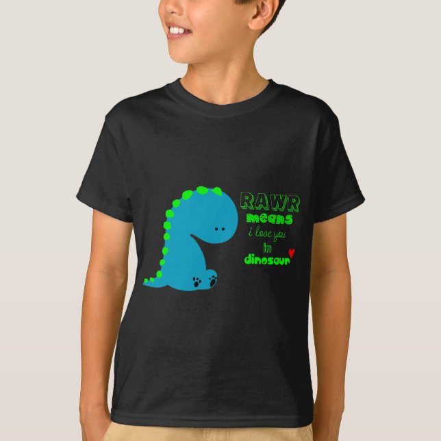 Rawr elak älskar jag dig i DINOSAURskjorta Tee (Framsida)