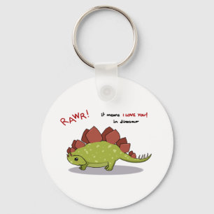Rawr elak älskar jag dig i dinosaurStegosaurus Nyckelring