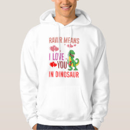 Rawr Elak I Kärlek dig i Dinosaur Heart Hoodie