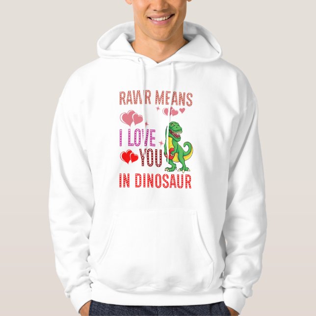 Rawr Elak I Kärlek dig i Dinosaur Heart Hoodie (Framsida)