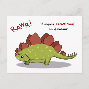 Rawr Elak I kärlek dig i dinosaur Stegosaurus Vykort