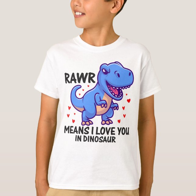 RAWR Elak I Kärlek dig i dinosaur T Shirt (Framsida)