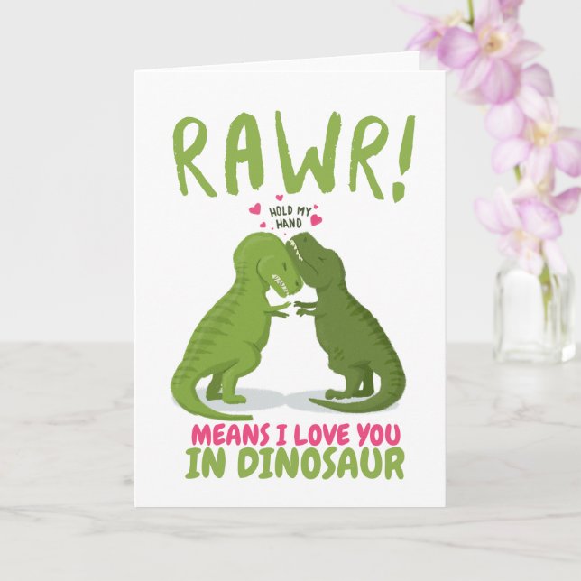 Rawr elak I kärlek dig i dinosaur Valentine Kort (Orkide)