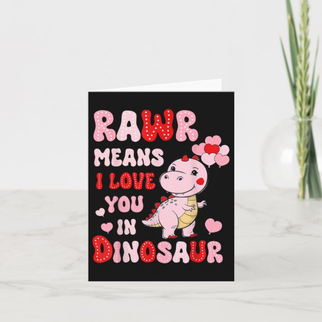 Rawr Elak I Kärlek du i Dinosaur Heart Valentines Kort (Framsida)