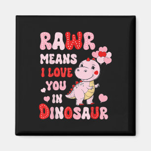 Rawr Elak I Kärlek du i Dinosaur Heart Valentines Magnet