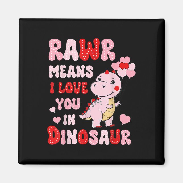 Rawr Elak I Kärlek du i Dinosaur Heart Valentines Magnet (Framsidan)