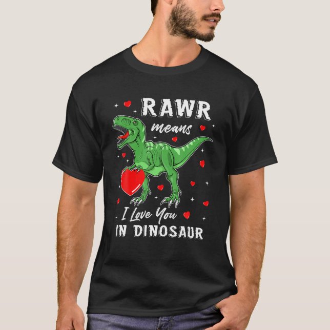 Rawr Elak I Kärlek du i Dinosaur Shirt Valentines T Shirt (Framsida)