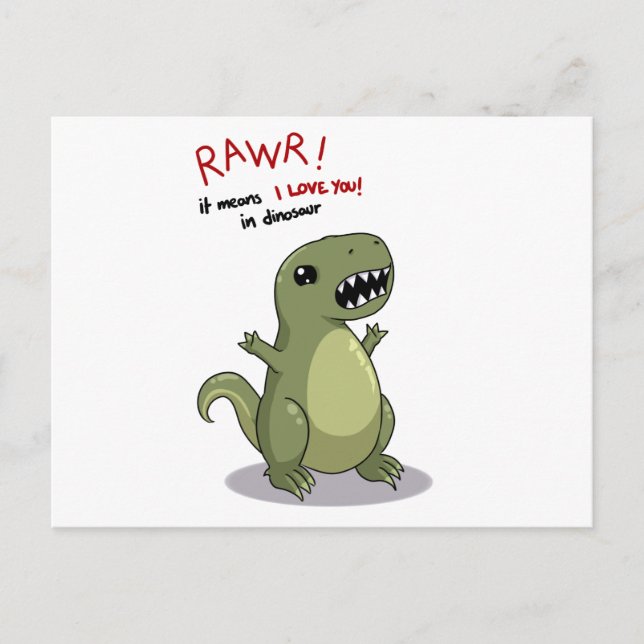 Rawr Elak I kärlek du i Dinosaur Vykort (Framsida)
