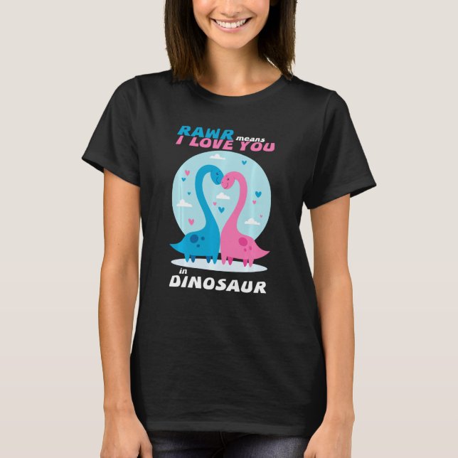 Rawr Elak I Kärlek You Dinosaur Valentine Valentin T Shirt (Framsida)